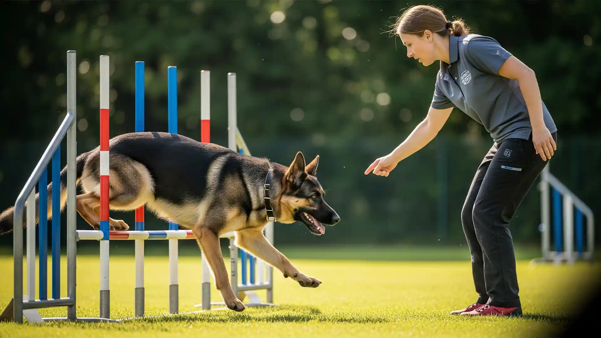 هوش و آموزش پذیری بالای ژرمن شپرد در حین انجام تمرینات چابکی (agility). 